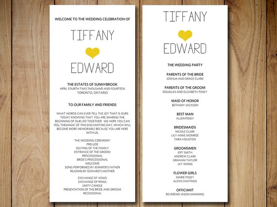 Heart Wedding Program Template Download Diy Typography Ceremony Program For The Modern Wedding Modern Wedding Program Templates