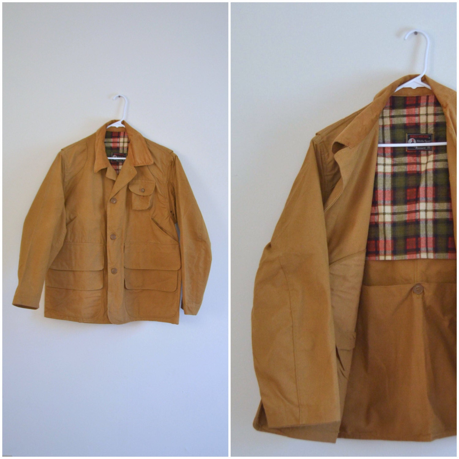 vintage tan canvas hunting jacket // outdoor REDHEAD waxed