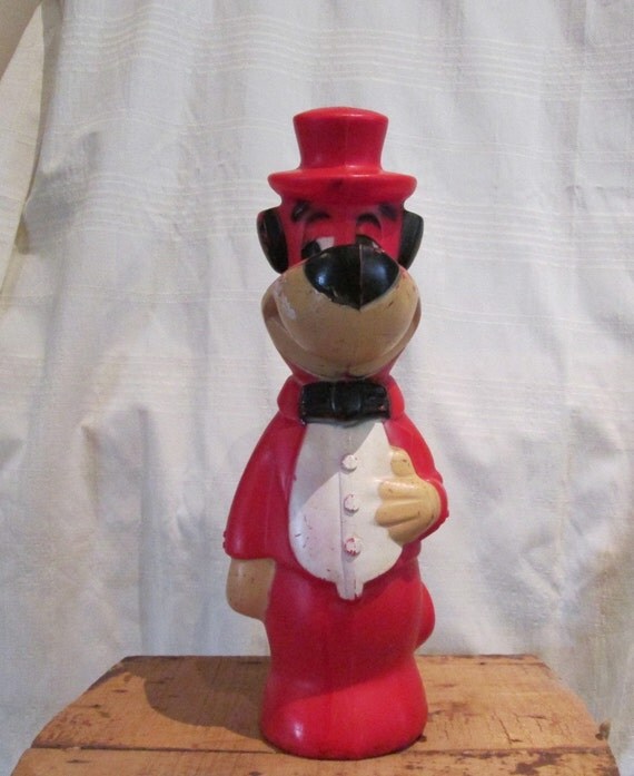 Vintage Plastic Red Huckleberry Hound Bank 15 Tall