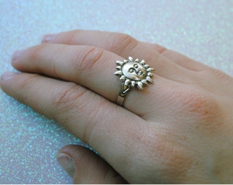 Silver Sun Adjustable Ring Sun Ring Hypoallergenic Ring Silver Planet Ring Galaxy Jewelry Astronomy Jewelry Planet Jewelry Sun Charm Ring