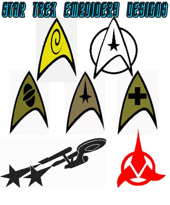 Items similar to 7 Star Trek insignia symbols Embroidering patterns ...