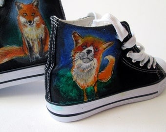 Personalized handpainted shoes Fox shoes,cute foxes, custom sneakers