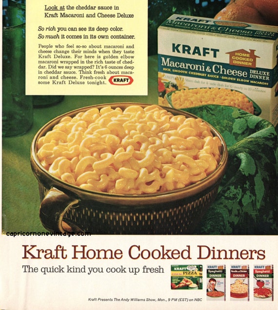 1966 Kraft Macaroni & Cheese Magazine Ad Vintage Food