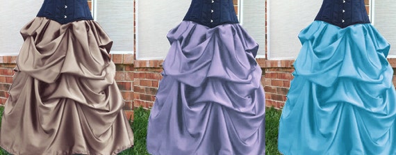 Pastel Colors Satin Fairytale Fairy Steampunk Victorian Bella Bustle Pick-up Skirt CUSTOM MADE to order by TracyMichelleCouture steampunk buy now online