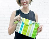 Envelope Clutch , Stripes Purse , Canvas Purse , Printed Clutch , Vegan Bag , Clutch Bag , Wristlet Purse