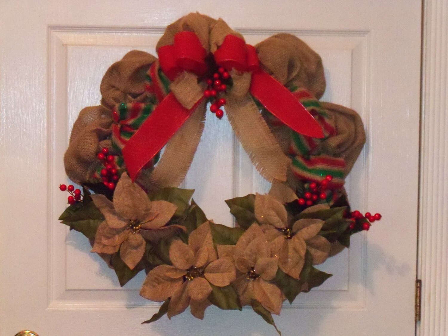 Burlap Poinsettia Christmas Wreath