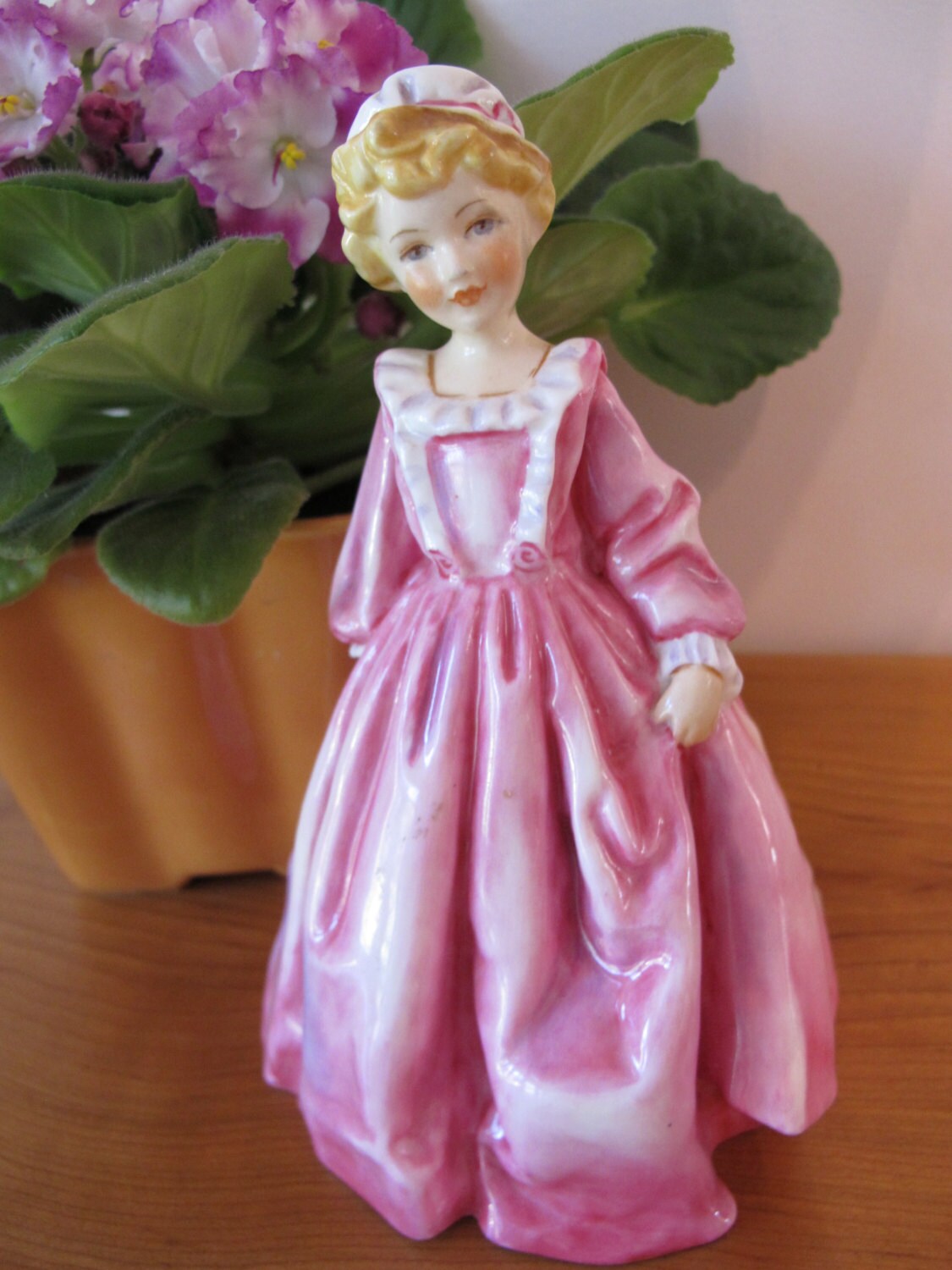 Girl Figurine Royal Worcester Pink Dress Spode Porcelain China