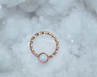Gold Nipple Ring 18 gauge - 3mm White Opal Nipple Piercing - Septum Ring 18g - Septum Piercing - Conch Earring - Cartilage Earring