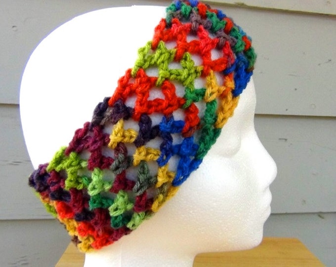 Comfortable Headband, Crochet Headband, Handmade Rainbow Headband, Hair Accessory for Teens Womens Tween, Crocheted Items