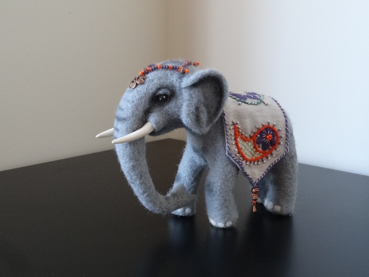 Needle felted elephant
