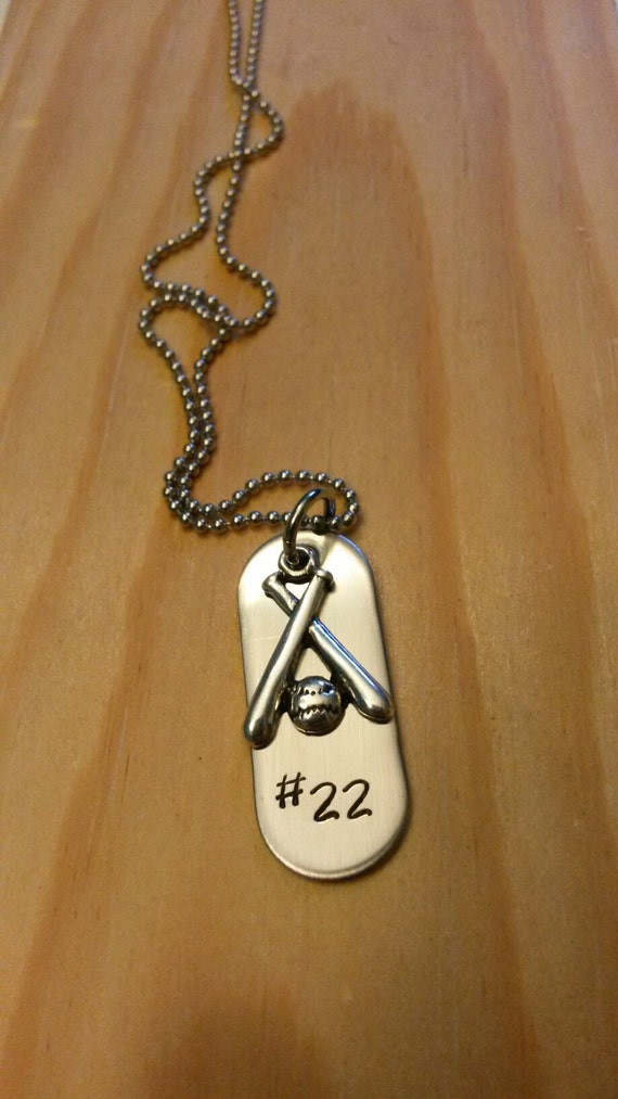 Hand Stamped Personalized Baseball Necklace Boys Baseball
