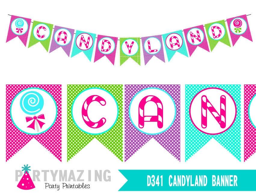 Candyland Banner Printable Birthday Banner Sweet Shoppe