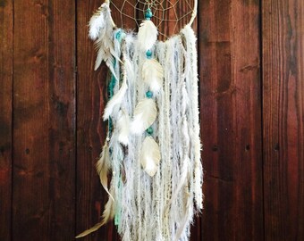 Bohemian Dream Catcher, Large White Dream Catcher, Dreamcatcher, Wall Hanging Dreamcatcher, Woodland Nursery, Bohemian Dreamcatcher, Hippie