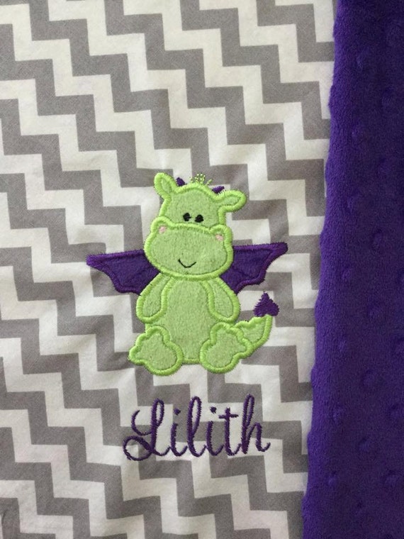Little Dragon Baby Blanket Personalized Dragon by OurAdorableBaby