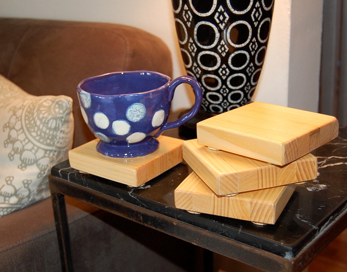 Square Pieced Wood Coasters Set of 4