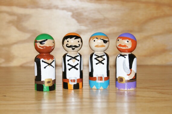 4 Pirate Peg Dolls by HethrFethr on Etsy