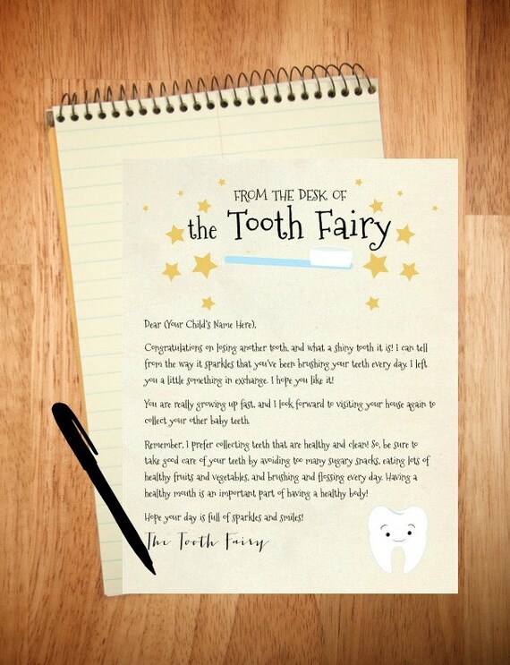 personalized printable letter from the tooth fairy jpeg format