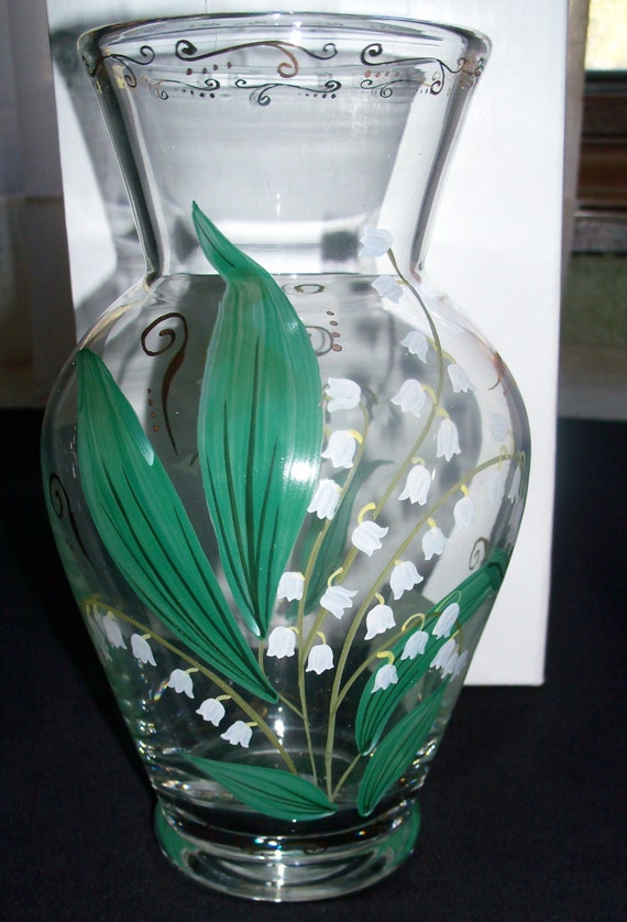 Lenox Clear Vase with HandPainted Lily of the by SuzCollectibles