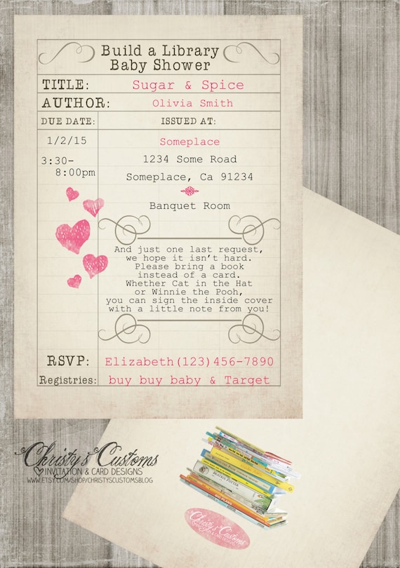 Build A Library Baby Shower Invitations 3