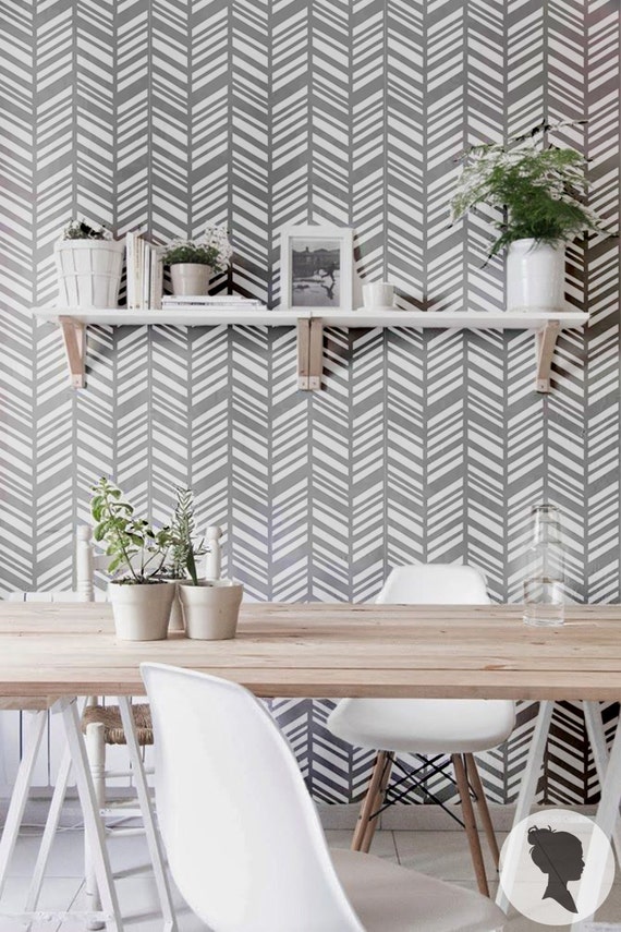 Self Adhesive Herringbone Pattern Removable Wallpaper by Livettes