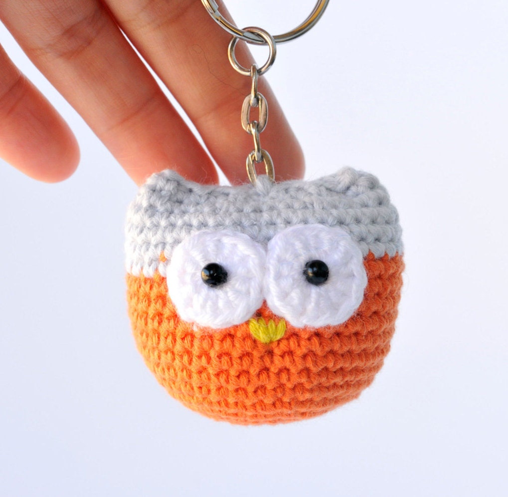 Owl keychain PDF crochet pattern accessories