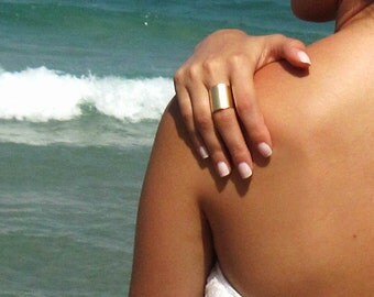 Gold Ring - Wide Ring - Adjustable Ring - Wide Band Ring - Gold Cuff Ring - Gold Tube Ring - Gold Band - Statement Ring - Stack Ring