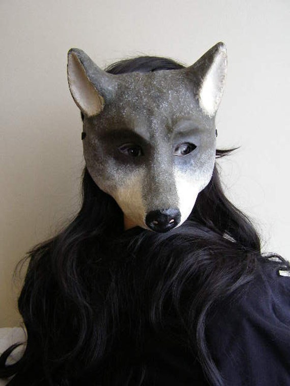 Masquerade mask Wolf mask Paper mache mask Wolf by EpicFantasy