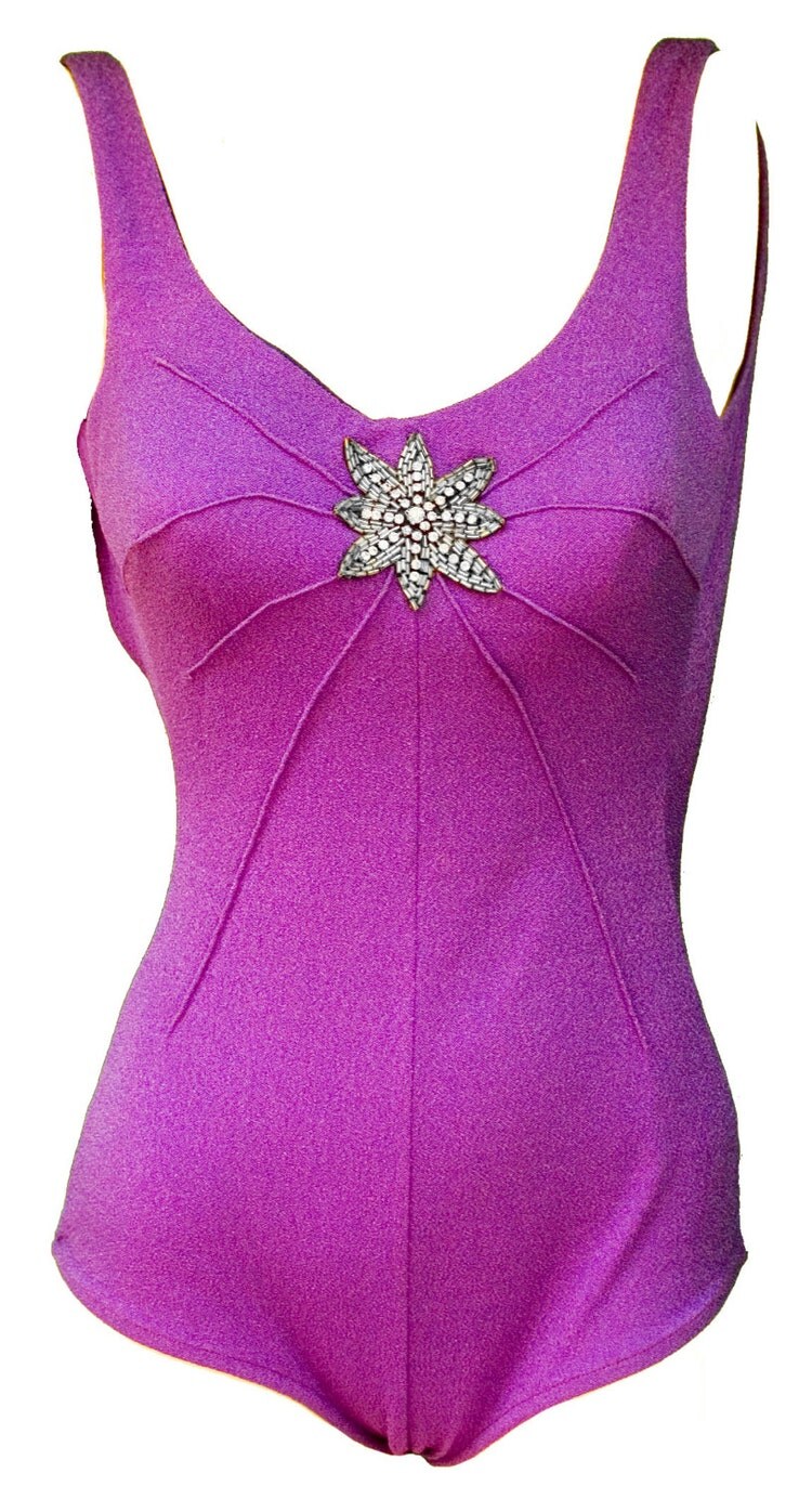 1960s Small Swimming Suit Bathing Tropical One by TopangaHiddenT