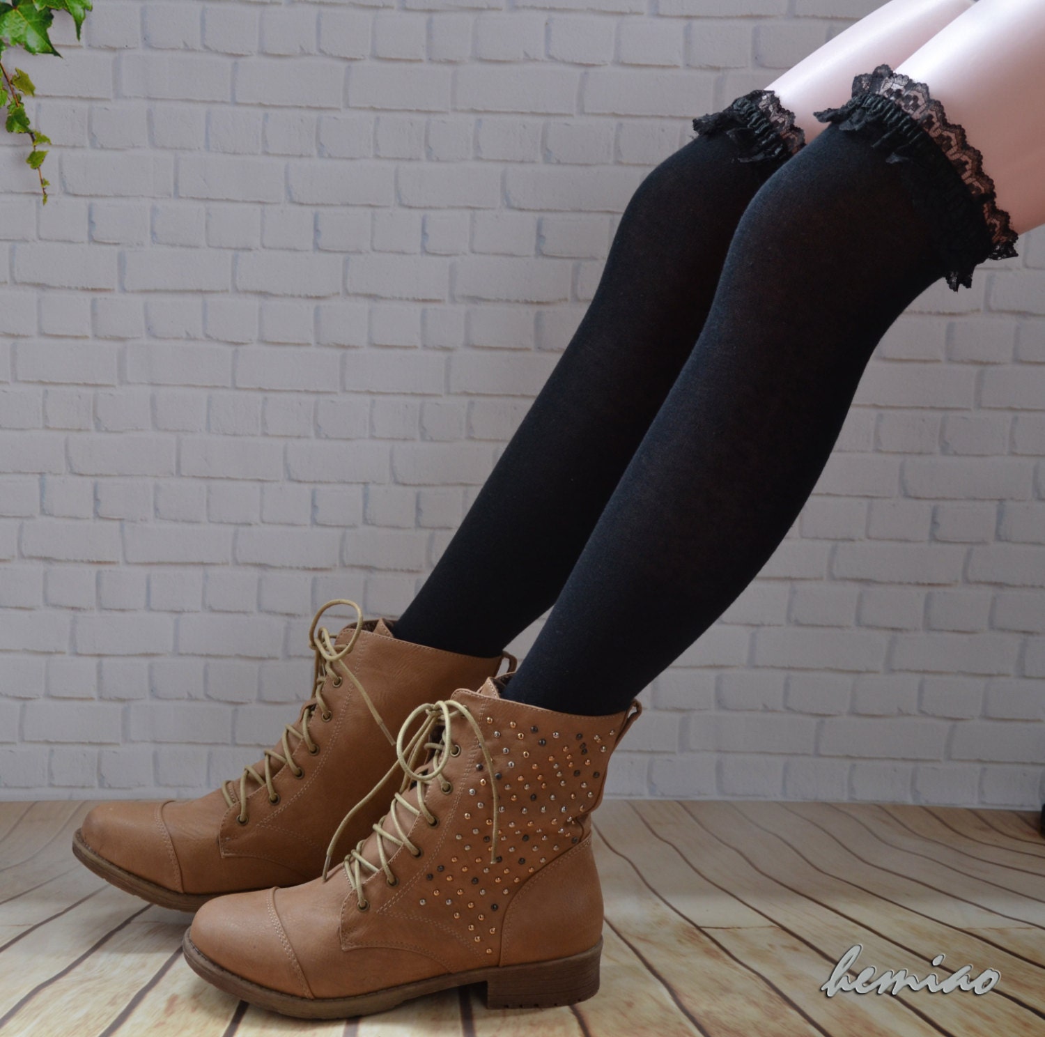 knee high socks and booties