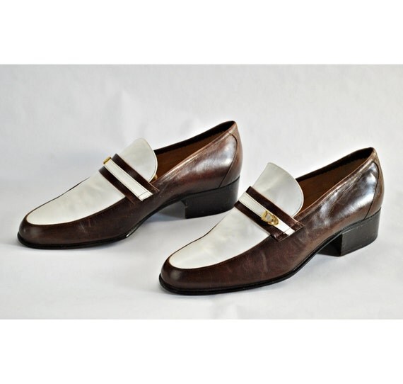 Vintage Men Leather Shoes  Disco Loafers  70's style rockabillity ...