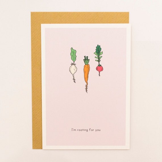 Funny Good Luck Card. I'm Rooting For You by DarwinDesignsCards