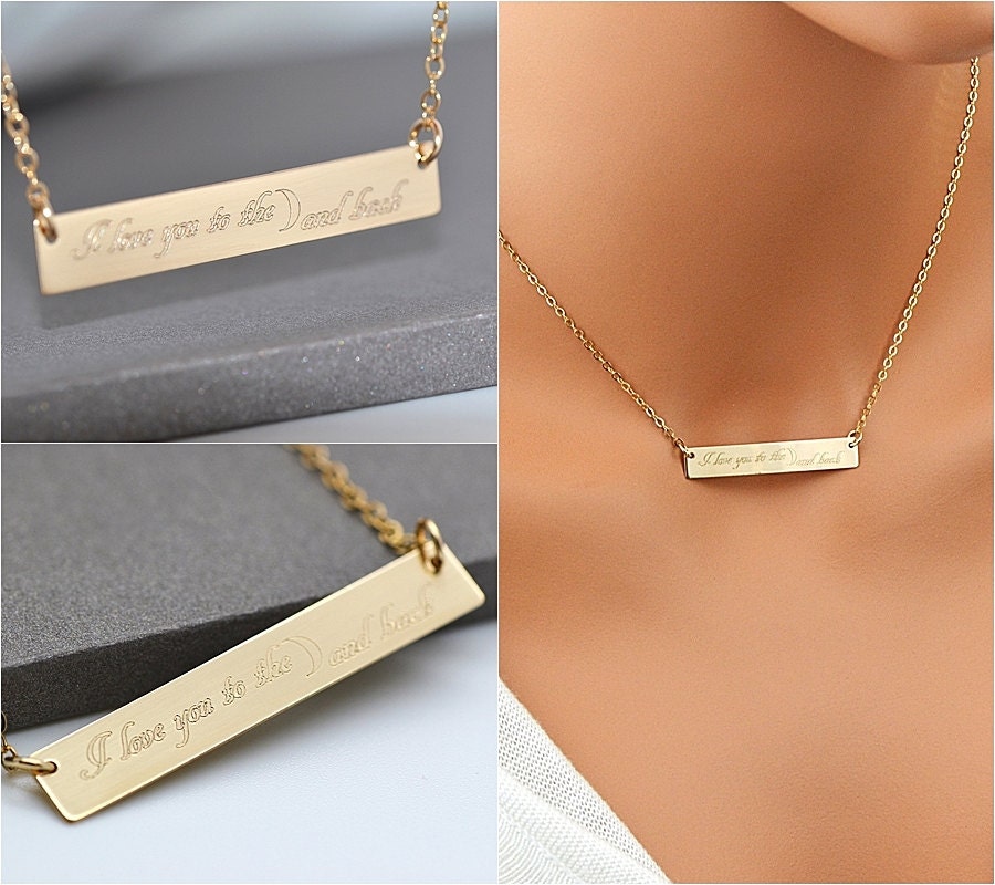 Name Plate Necklace Bar Necklace Engraved Large Bar