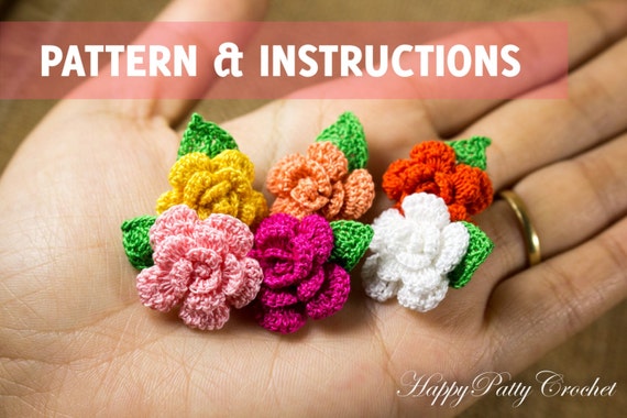 flower pattern crochet free necklace Flower Easy Flower Crochet  Rose  Pattern Applique Crochet Pattern