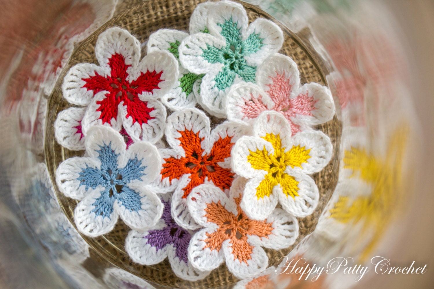 Crochet Mini Flowers 10 Small Crochet Flower by HappyPattyCrochet