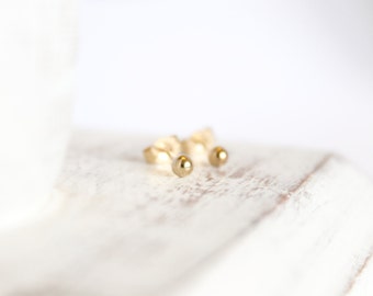 Simple Gold Studs - Gold Fill or 14k Gold - Ball Posts - Small Earrings - Tiny Studs - Small Round Posts - Gold Earrings - Simple Earrings