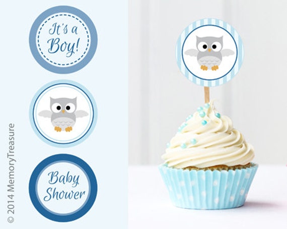 Owl Baby Shower Cupcake Toppers Printable Baby Shower Cup Cake