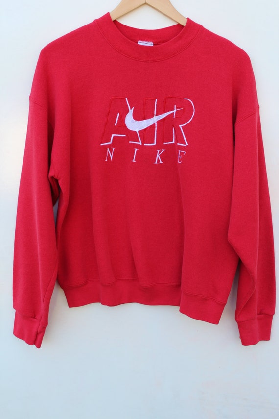 90s Nike Air Sweatshirt / Red Embroidered / Vintage Crewneck