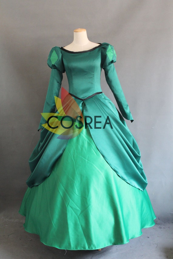 Disney Little Mermaid Princess Ariel Dark Green Dress by Cosrea