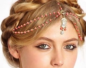 Woodland elf headpiece * elven headpiece * fairy crown headpiece * headdress * chains * bridal accessories *pearl gem headpiece