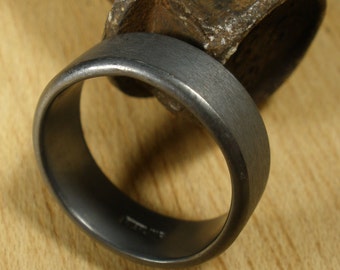Mens Black Wedding Band Sterling Silver