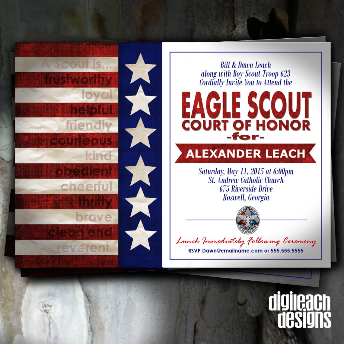 Eagle Scout Court of Honor Invitation: Flag by DigileachDesigns