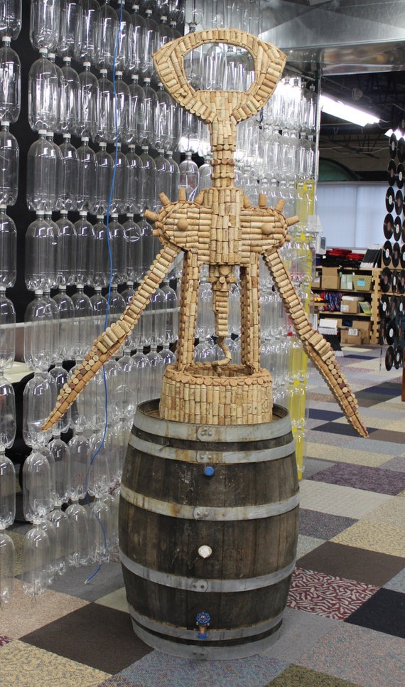 Items similar to Upcycled Wine Cork Opener Sculpture, Ecofriendly