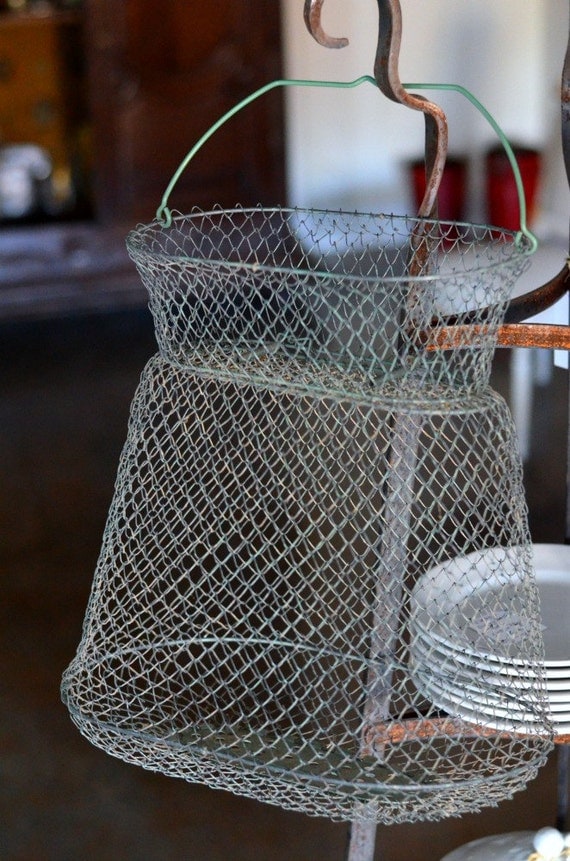 vintage French wire fish basket by StudioBrocante on Etsy