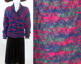 70s hand made space dyed fully fashioned 3D wool sweater
