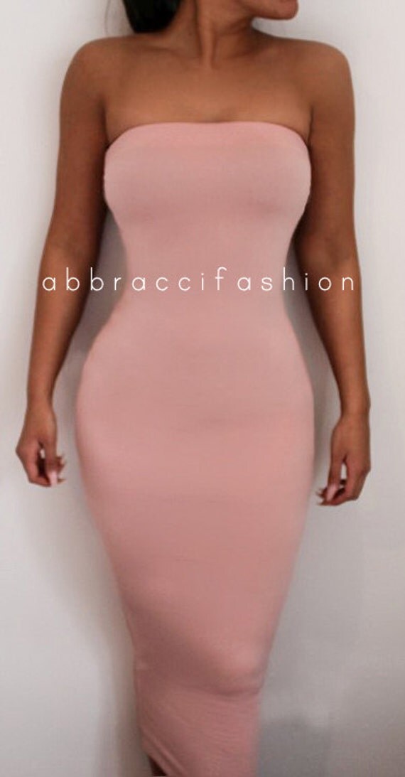 coral pink bodycon dress