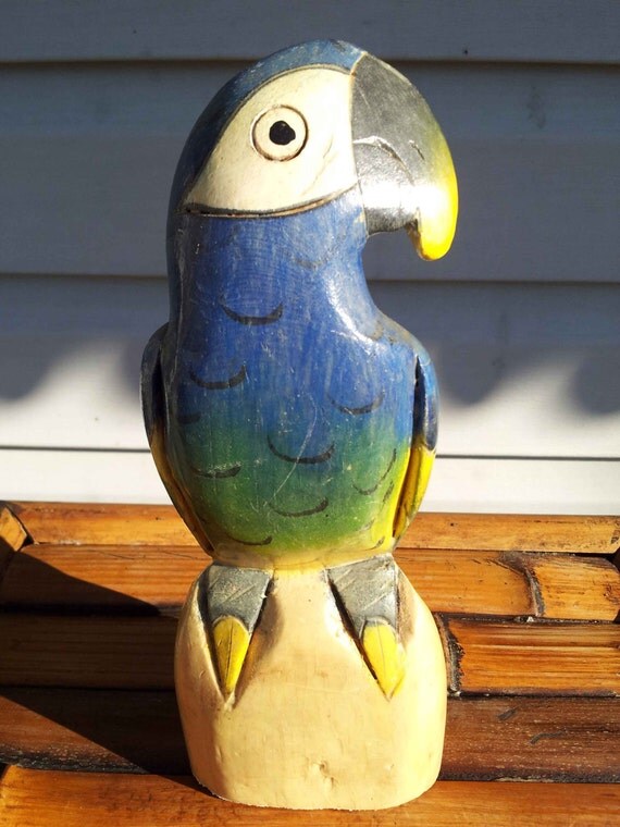 Unique Colorful Hand Carved Parrot Balsa Wood BirdParrot