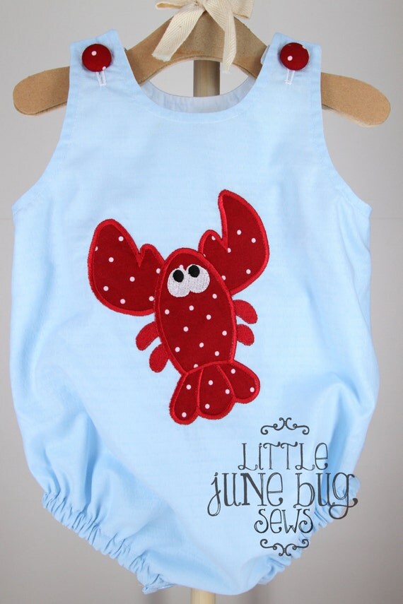 Summer Baby Bubble Romper Lobster Baby Bubble by littlejunebugsews
