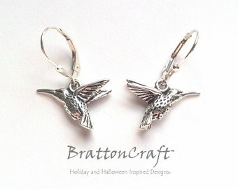 Silver Hummingbird Earrings - Hummingbird Earrings - Bird Earrings - Bridesmaid Earrings - Wedding Earrings - Hummingbird Jewelry