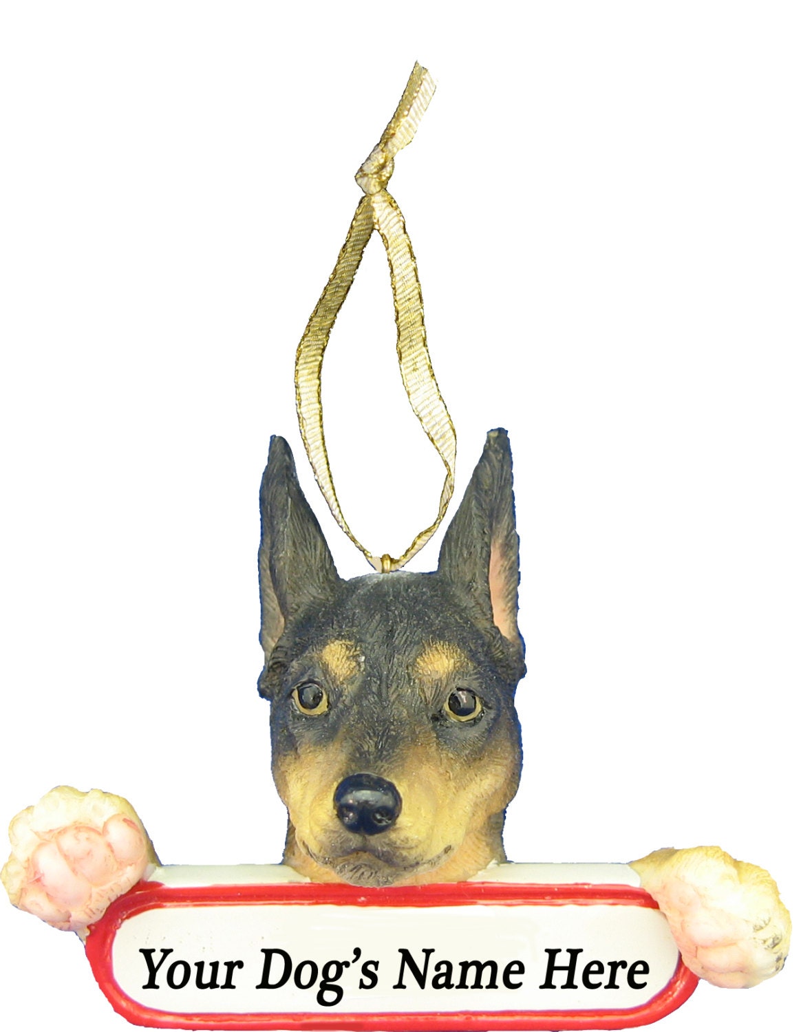 Miniature Pinscher Ornament With Personalized Name Plate A