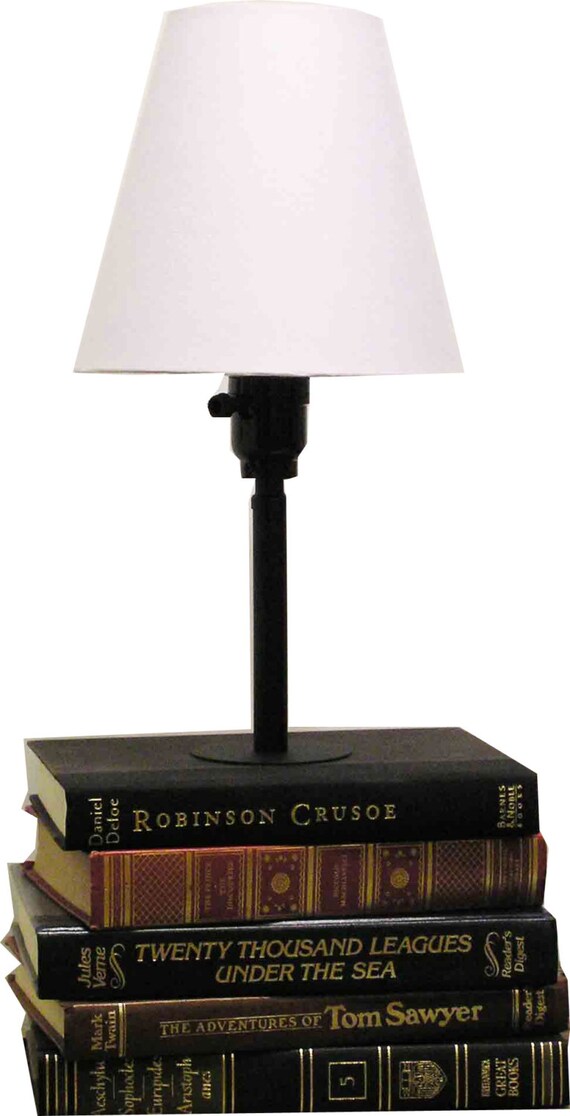 Book Lamp Custom Book Lamp Stacked Book Lamp Upcycled Book Lamp
